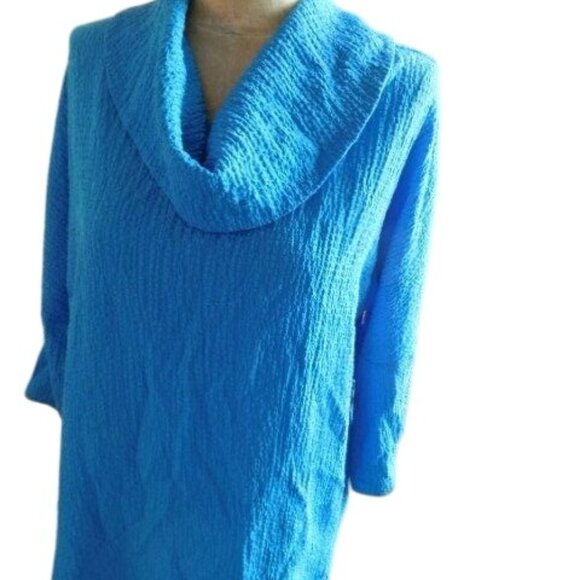 Ali Miles Size M Medium Crinkle Draping Cowl neckline 3/4 Sleeve Blouse Top - Picture 3 of 3